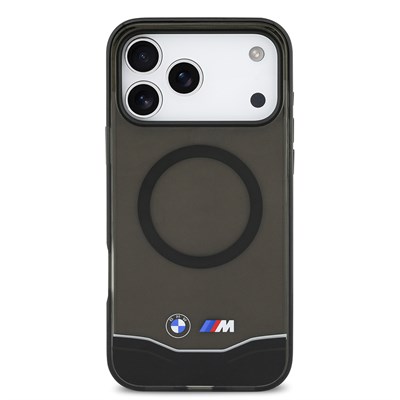 Apple iPhone 17 Pro Max Kılıf BMW Orjinal Lisanslı M-safe Şarj Özellikli Metal Buton Tasarımlı Tranparan M Dizayn Kapak