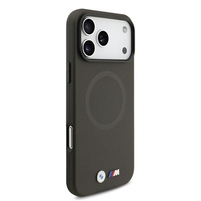 Apple iPhone 17 Pro Max Kılıf BMW Orjinal Lisanslı M-safe Şarj Özellikli Metal Logolu Delikli M Dizayn Deri Kapak