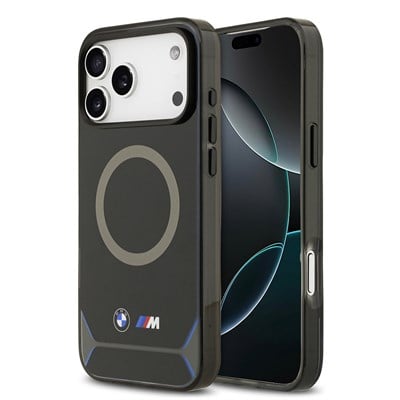 Apple iPhone 17 Pro Max Kılıf BMW Orjinal Lisanslı M-safe Şarj Özellikli Metal Buton Tasarımlı IML Baskılı M Dizayn Kapak