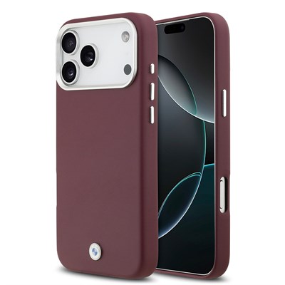 Apple iPhone 17 Pro Max Kılıf BMW Orjinal Lisanslı M-safe Şarj Özellikli Metal Logolu Tam Kaplama Deri Kapak