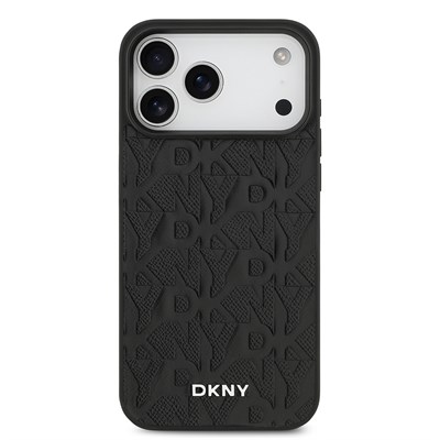 Apple iPhone 17 Pro Max Kılıf DKNY Orjinal Lisanslı M-safe Şarj Özellikli 3D Yazılı Grid Pattern Kapak