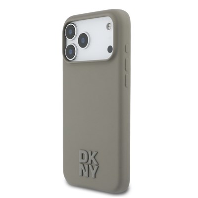 Apple iPhone 17 Pro Max Kılıf DKNY Orjinal Lisanslı M-safe Şarj Özellikli Metal Logolu Silikon Kapak