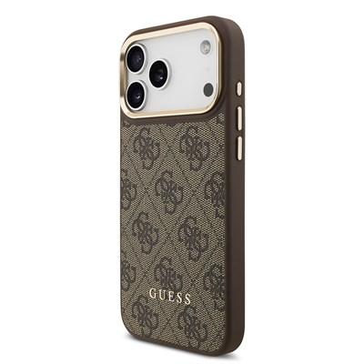 Apple iPhone 17 Pro Max Kılıf Guess Orjinal Lisanslı M-safe Şarj Özellikli 4G Metal Büyük Logolu Kartlıklı Kapak