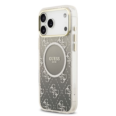 Apple iPhone 17 Pro Max Kılıf Guess Orjinal Lisanslı M-safe Şarj Özellikli 4G Desenli Simli Silikon Kapak