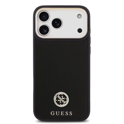 Apple iPhone 17 Pro Max Kılıf Guess Orjinal Lisanslı Gold Metal Kamera Çerçeveli 4G Desenli Metal Büyük 4G ve Yazı Logolu Kapak