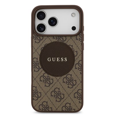 Apple iPhone 17 Pro Max Kılıf Guess Orjinal Lisanslı M-safe Şarj Özellikli Yazı Logolu Circle Classic Kapak