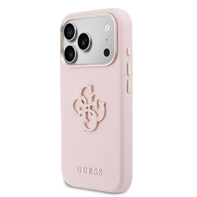 Apple iPhone 17 Pro Max Kılıf Guess Orjinal Lisanslı 4G Büyük Metal Kamera Çerçeveli PU Deri Resin Kapak