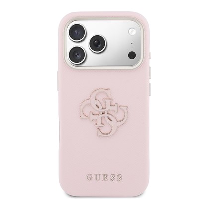 Apple iPhone 17 Pro Max Kılıf Guess Orjinal Lisanslı 4G Büyük Metal Kamera Çerçeveli PU Deri Resin Kapak