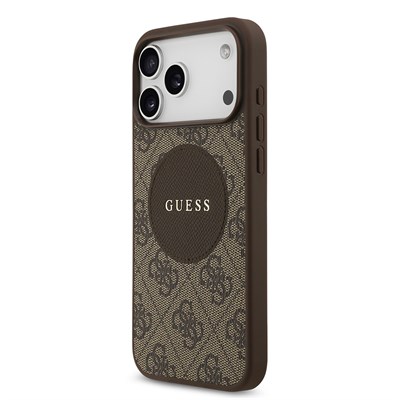 Apple iPhone 17 Pro Max Kılıf Guess Orjinal Lisanslı M-safe Şarj Özellikli Yazı Logolu Circle Classic Kapak