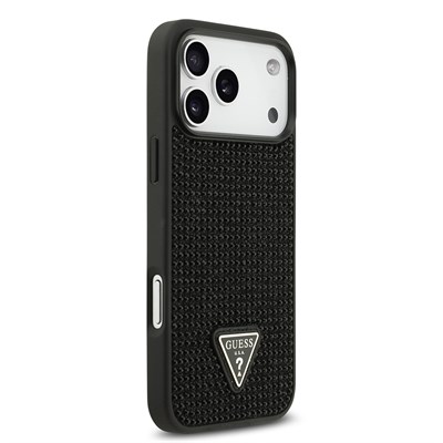 Apple iPhone 17 Pro Max Kılıf Guess Orjinal Lisanslı Taşlı Arka Yüzey Üçgen Logolu Kapak