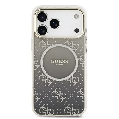 Apple iPhone 17 Pro Max Kılıf Guess Orjinal Lisanslı M-safe Şarj Özellikli 4G Desenli Simli Silikon Kapak