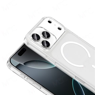 Apple iPhone 17 Pro Max Kılıf IC Çipli M-Safe Şarj Özellikli Şeffaf Kamera Çerçeveli Zore Toledo Kapak