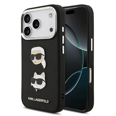 Apple iPhone 17 Pro Max Kılıf Karl Lagerfeld Orjinal Lisanslı Metal Logolu K&C Heads Pin Kapak