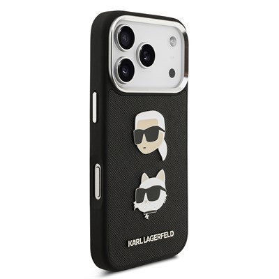 Apple iPhone 17 Pro Max Kılıf Karl Lagerfeld Orjinal Lisanslı Metal Logolu K&C Heads Pin Kapak