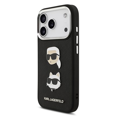 Apple iPhone 17 Pro Max Kılıf Karl Lagerfeld Orjinal Lisanslı Metal Logolu K&C Heads Pin Kapak