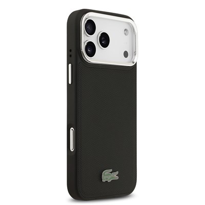 Apple iPhone 17 Pro Max Kılıf Lacoste Orjinal Lisanslı M-safe Şarj Özellikli PU Pike Desenli Standlı Metal Logolu Kapak