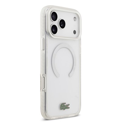 Apple iPhone 17 Pro Max Kılıf Lacoste Orjinal Lisanslı M-safe Şarj Özellikli İkonik Timsah Logolu Buzlu Kapak