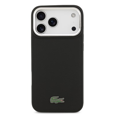 Apple iPhone 17 Pro Max Kılıf Lacoste Orjinal Lisanslı M-safe Şarj Özellikli PU Pike Desenli Standlı Metal Logolu Kapak