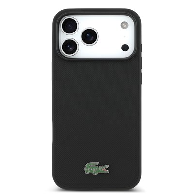 Apple iPhone 17 Pro Max Kılıf Lacoste Orjinal Lisanslı M-safe Şarj Özellikli PU Pike Desenli Metal Logolu Kartlıklı Kapak