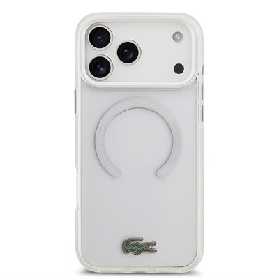 Apple iPhone 17 Pro Max Kılıf Lacoste Orjinal Lisanslı M-safe Şarj Özellikli İkonik Timsah Logolu Buzlu Kapak