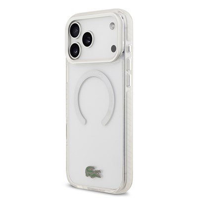 Apple iPhone 17 Pro Max Kılıf Lacoste Orjinal Lisanslı M-safe Şarj Özellikli İkonik Timsah Logolu Buzlu Kapak