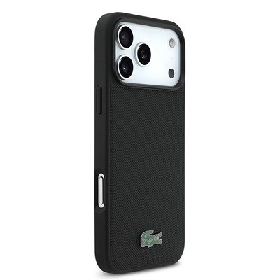 Apple iPhone 17 Pro Max Kılıf Lacoste Orjinal Lisanslı M-safe Şarj Özellikli PU Pike Desenli Metal Logolu Kartlıklı Kapak