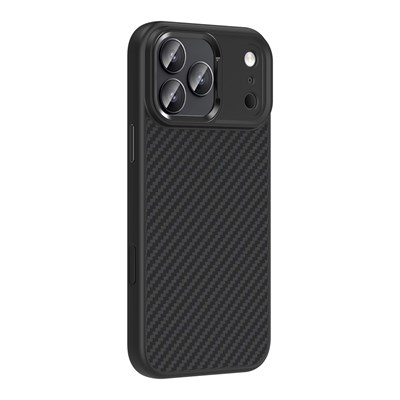 Apple iPhone 17 Pro Max Kılıf M-Safe Şarj Özellikli Karbon Fiber Görünümlü Zore Truva Silikon Kapak