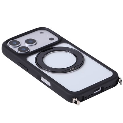 Apple iPhone 17 Pro Max Kılıf M-Safe Şarj Özellikli Standlı Zore Piza Silikon Kapak