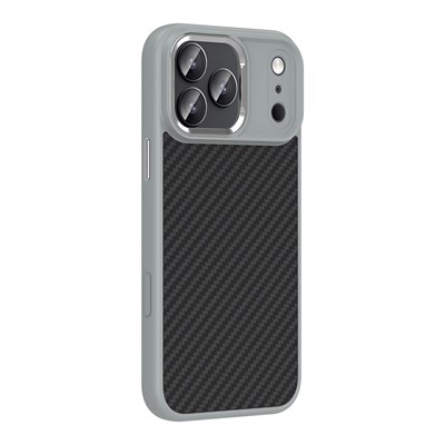 Apple iPhone 17 Pro Max Kılıf M-Safe Şarj Özellikli Karbon Fiber Görünümlü Zore Truva Silikon Kapak