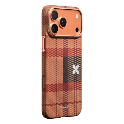 Apple iPhone 17 Pro Max Kılıf M-safe Şarj Özellikli Aramid Fiber Pitaka Flora in Grid Serisi Kapak