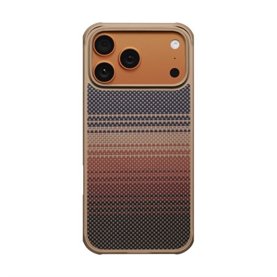 Apple iPhone 17 Pro Max Kılıf M-safe Şarj Özellikli Pitaka Tactile Woven Sunset-Moonrise Aramid Pro Guard Serisi Kapak