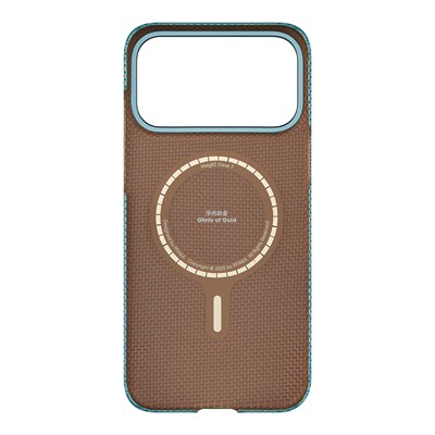 Apple iPhone 17 Pro Max Kılıf M-safe Şarj Özellikli Aramid Fiber Pitaka Glints of Gold Ultra Slim Serisi Kapak