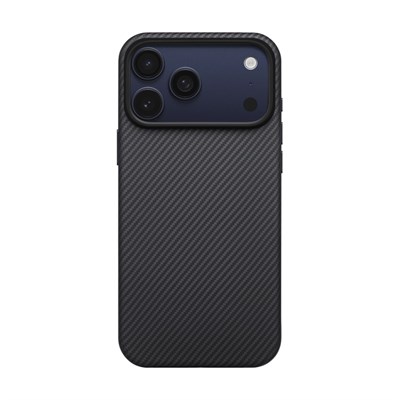 Apple iPhone 17 Pro Max Kılıf M-safe Şarj Özellikli 1500D Aramid Fiber Pitaka Military-Grade Classic Serisi Black-Grey Twill Kapak