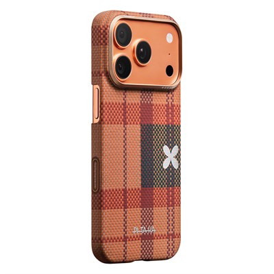 Apple iPhone 17 Pro Max Kılıf M-safe Şarj Özellikli Aramid Fiber Pitaka Flora in Grid Serisi Kapak