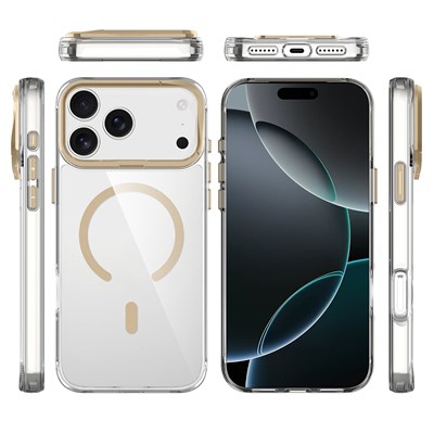 Apple iPhone 17 Pro Max Kılıf M-safe Şarj Özellikli Airbagli Kamera Standlı Zore Azor Kapak