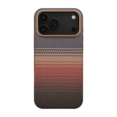 Apple iPhone 17 Pro Max Kılıf M-safe Şarj Özellikli Aramid Fiber Pitaka Military-Grade Sunset-Moonrise Serisi Sunset Kapak