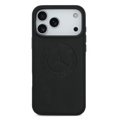 Apple iPhone 17 Pro Max Kılıf Mercedes Benz Orjinal Lisanslı M-safe Şarj Özellikli Hakiki Deri Nostaljik Yıldız Dizayn Kapak