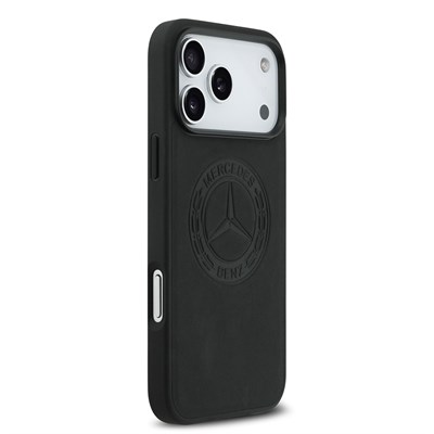 Apple iPhone 17 Pro Max Kılıf Mercedes Benz Orjinal Lisanslı M-safe Şarj Özellikli Hakiki Deri Nostaljik Yıldız Dizayn Kapak