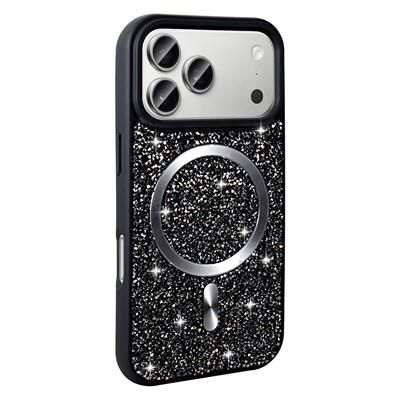 Apple iPhone 17 Pro Max Kılıf Pırlanta Tasarımlı M-safe Şarj Özellikli Zore Mozaik Silikon Kapak