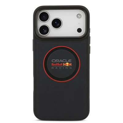 Apple iPhone 17 Pro Max Kılıf Redbull Orjinal Lisanslı M-safe Şarj Özellikli Kırmızı Halka ve Logo Kabartmalı PU Deri Kapak