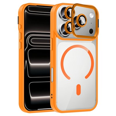 Apple iPhone 17 Pro Max Kılıf Standlı ve Kamera Lens Hediyeli M-Safe Şarj Özellikli Zore Etro Kapak