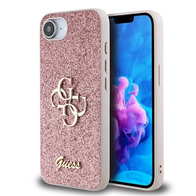 Apple iPhone 17E Kılıf Guess Orjinal Lisanslı 4G Büyük Metal Logolu Glitter Kapak