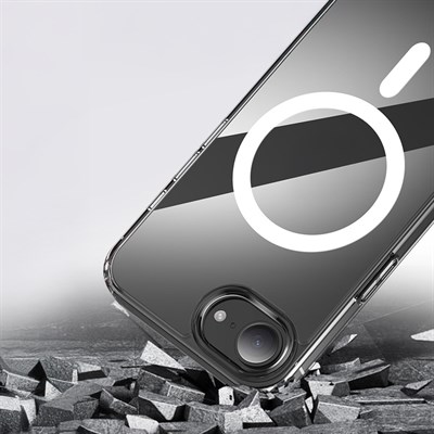 Apple iPhone 17E Kılıf M-safe Şarj Özellikli Şeffaf Sert PC Zore Embos Kapak