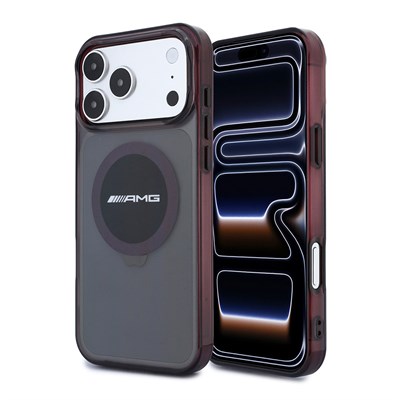 Apple iPhone 18 Pro Kılıf AMG Orjinal Lisanslı M-safe Şarj Özellikli Transparan IML Baskı Logolu Bicolor Block Kapak