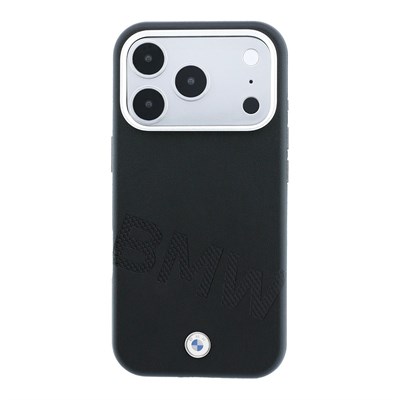 Apple iPhone 18 Pro Kılıf BMW Orjinal Lisanslı M-safe Şarj Özellikli Kabartma Tasarımlı PU Metal Logolu Kapak