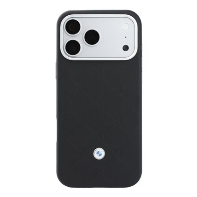 Apple iPhone 18 Pro Kılıf BMW Orjinal Lisanslı M-safe Şarj Özellikli Metal Logolu Kabartmalı Kapitone Deri Kartlıklı Kapak