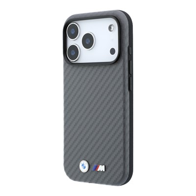 Apple iPhone 18 Pro Kılıf BMW Orjinal Lisanslı M-safe Şarj Özellikli PU Karbon Tasarımlı Metal Logolu Kapak