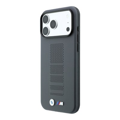 Apple iPhone 18 Pro Kılıf BMW Orjinal Lisanslı M-safe Şarj Özellikli PU Delikli Metal M Logolu Kapak