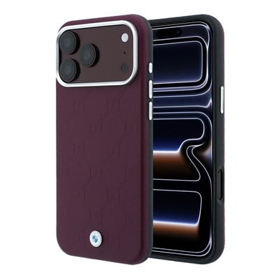 Apple iPhone 18 Pro Kılıf BMW Orjinal Lisanslı M-safe Şarj Özellikli Metal Logolu Kabartmalı Kapitone Deri Kapak