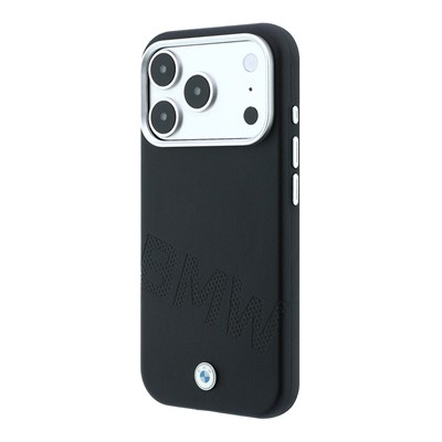 Apple iPhone 18 Pro Kılıf BMW Orjinal Lisanslı M-safe Şarj Özellikli Kabartma Tasarımlı PU Metal Logolu Kapak